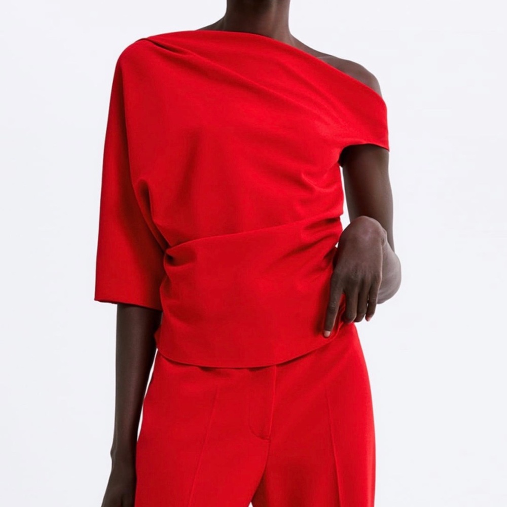 Zara Asymmetric Red Top